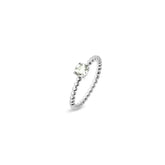 Silver Round Ring, White Rhodium, Natural Green Amethyst  + Give Hope Gift